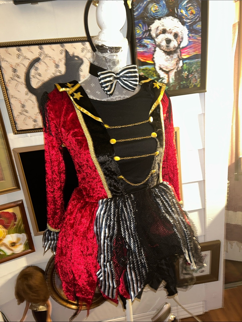 Spirit Red and Black Ringmaster Girl's Costume with Gold Trim